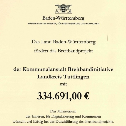 BIT erhält 334.691,00 Euro Landesförderung für den landkreisweiten Backbone-Ausbau